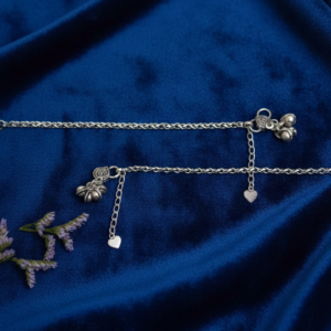 Vibrant Veils Silver Replica Oxidised Old Design Anklets (Pair)