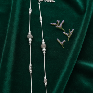 Vibrant Veils Silver Replica Big Beeded Anklet (Pair)