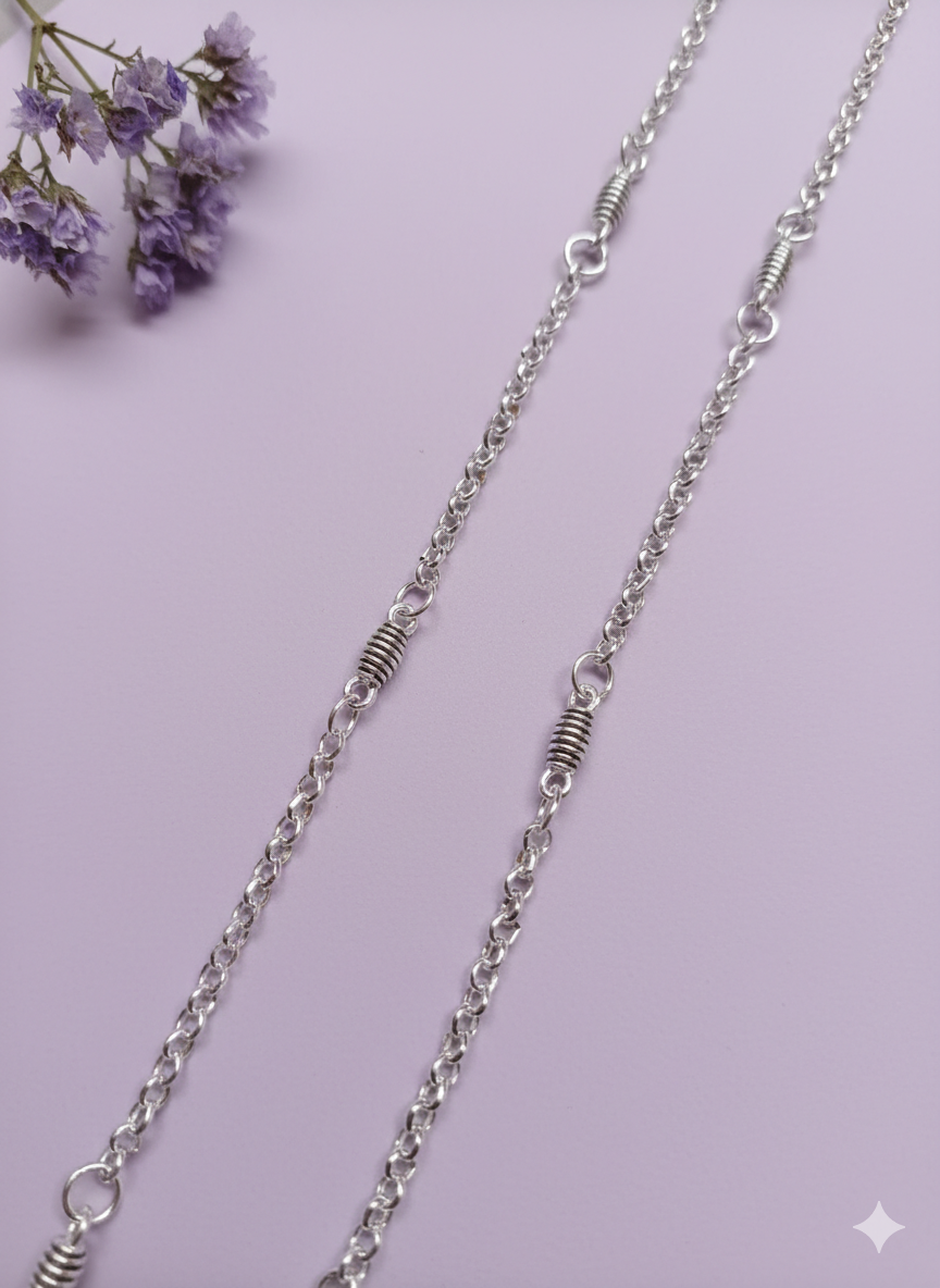 Vibrant Veils Ethereal Oxidized Anklet (Pair)