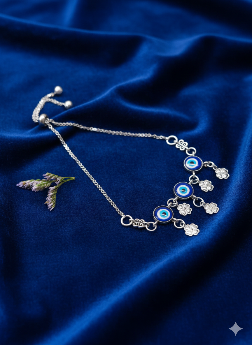 Vibrant Veils Blue Evil Eye Protection Anklet (Pair)