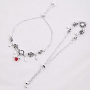 Vibrant Veils Silver Replica Fish Design Anklet (Pair)