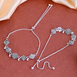 Vibrant Veils Floral Bloom Anklet (Pair)