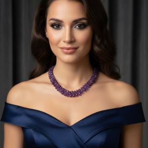 Amethyst Faceted Teardrop Briolette Double Strand Necklace