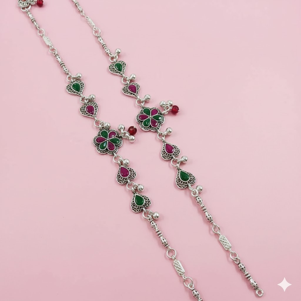 VIBRANT VEILS Filigree Heart Anklet (Pair) - Image 4