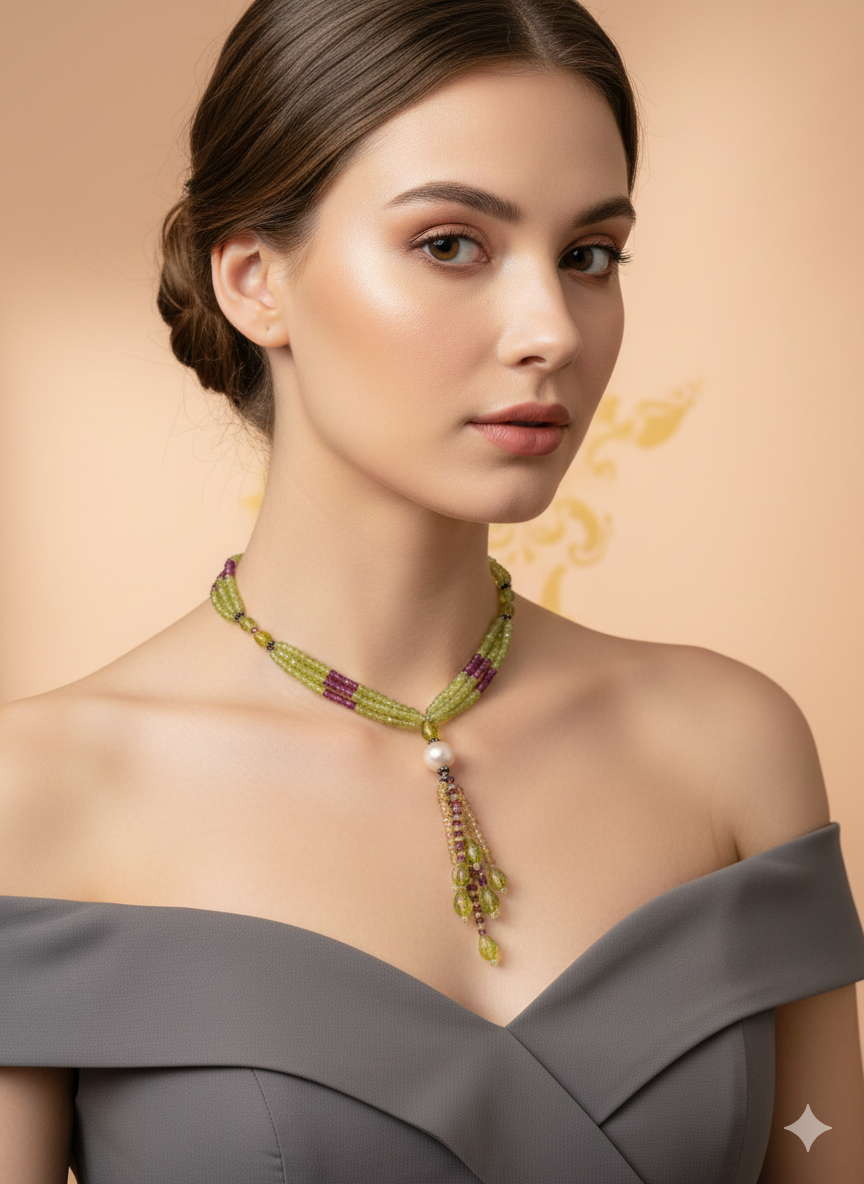 Verdant Tassel Choker Nacklace