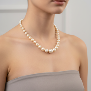 Ethereal Glow Graduated Natural Fresh water Pearl Necklace