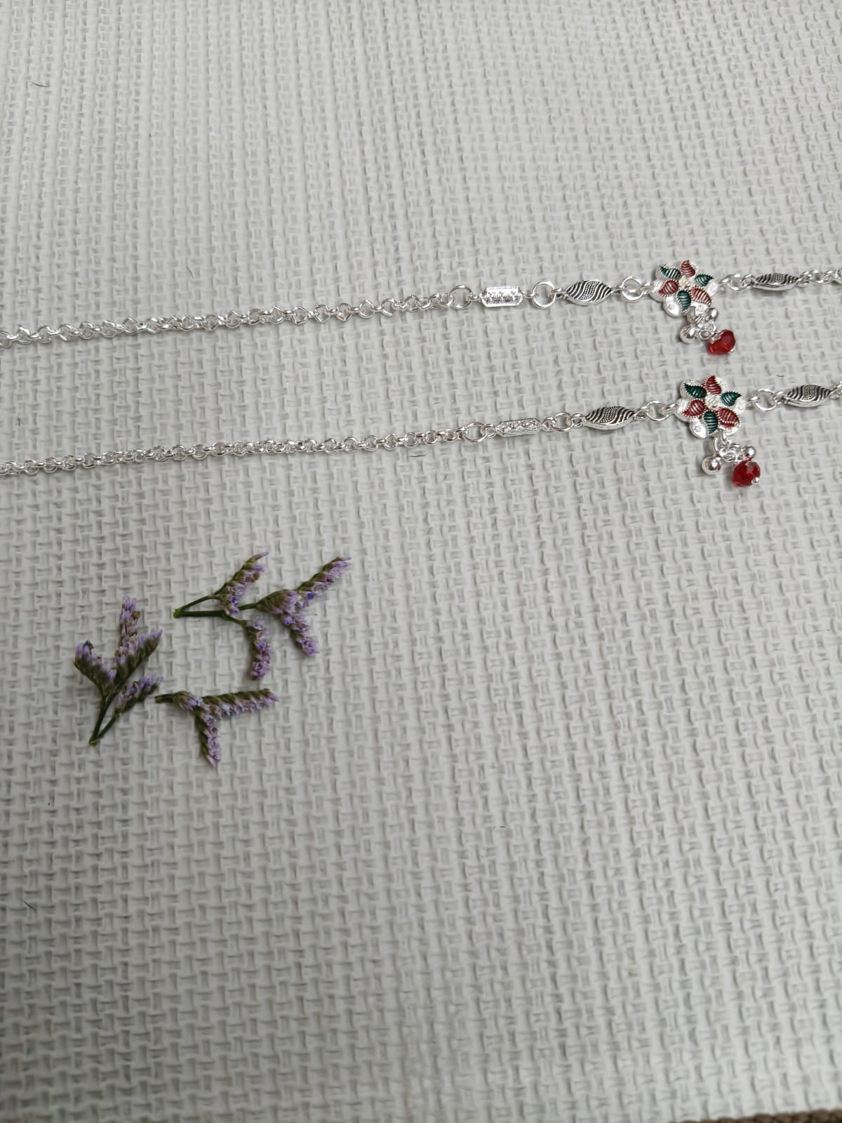 Vibrant Veils Handcrafted floral design Anklets(Pair) - Image 4