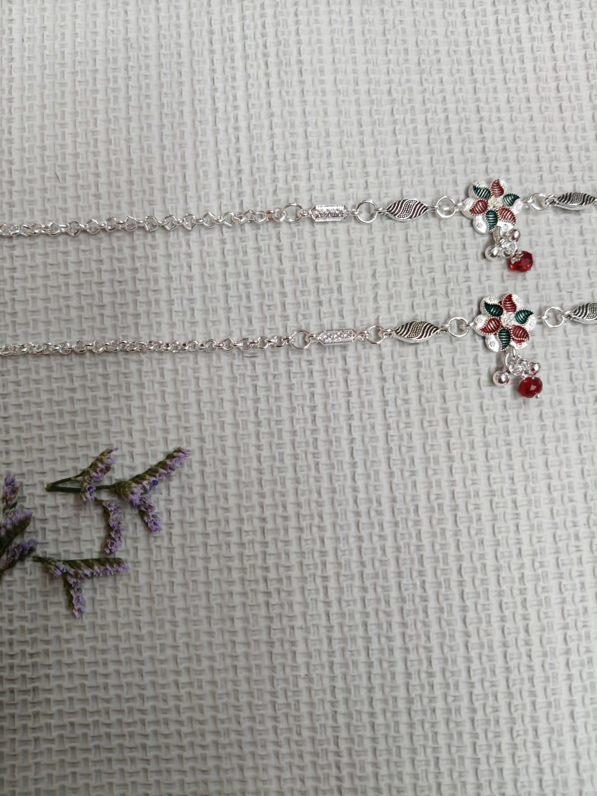 Vibrant Veils Handcrafted floral design Anklets(Pair) - Image 6