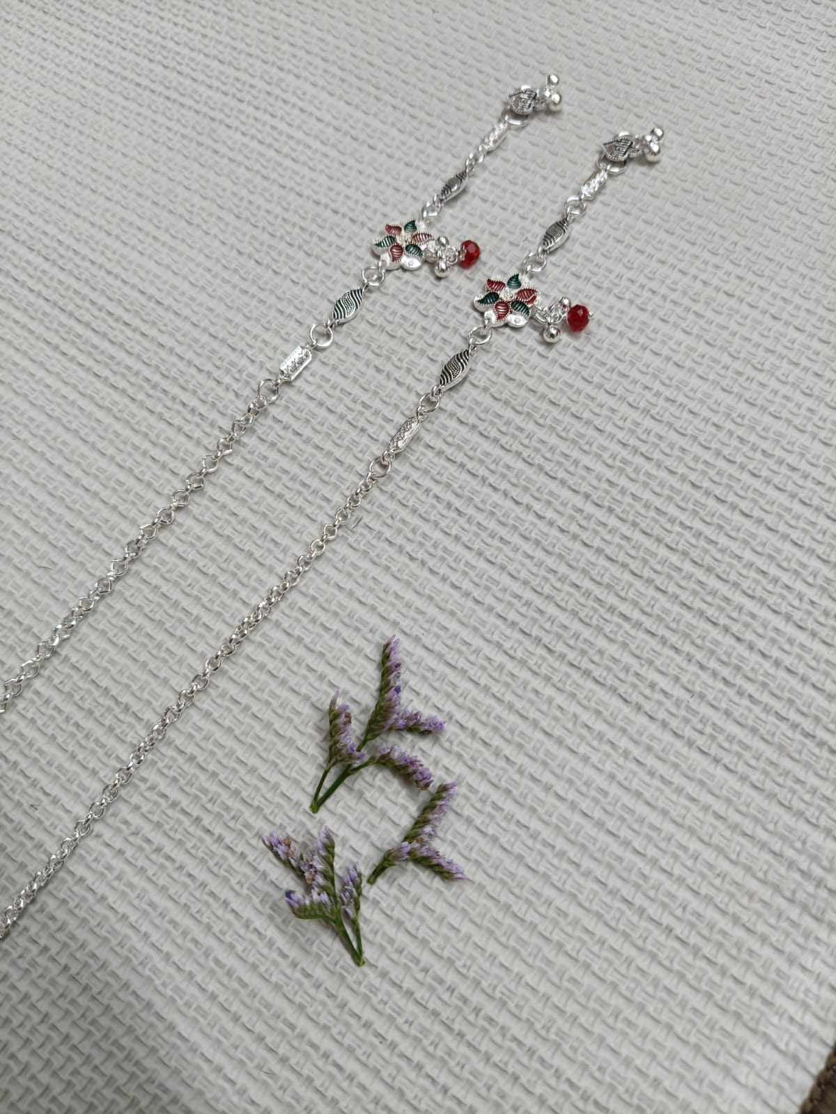 Vibrant Veils Handcrafted floral design Anklets(Pair) - Image 3