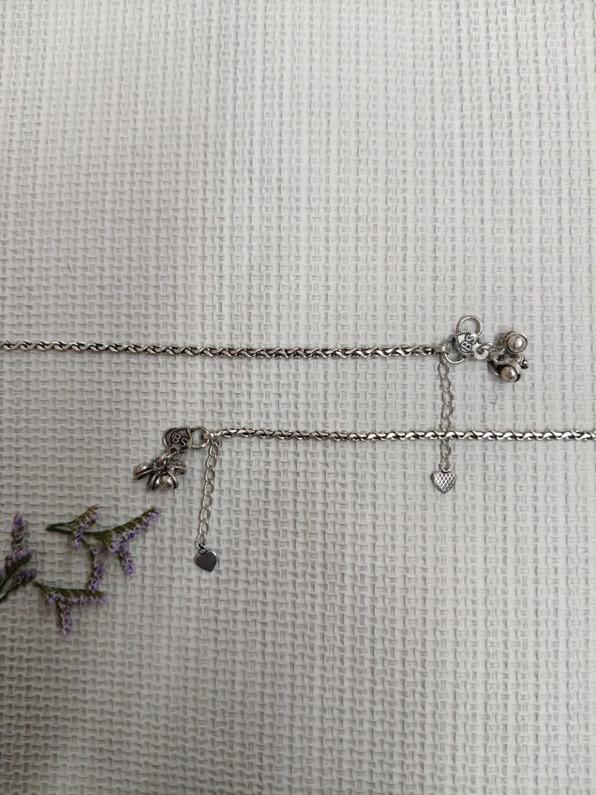 Vibrant Veils Silver Replica Oxidised Old Design Anklets (Pair) - Image 2