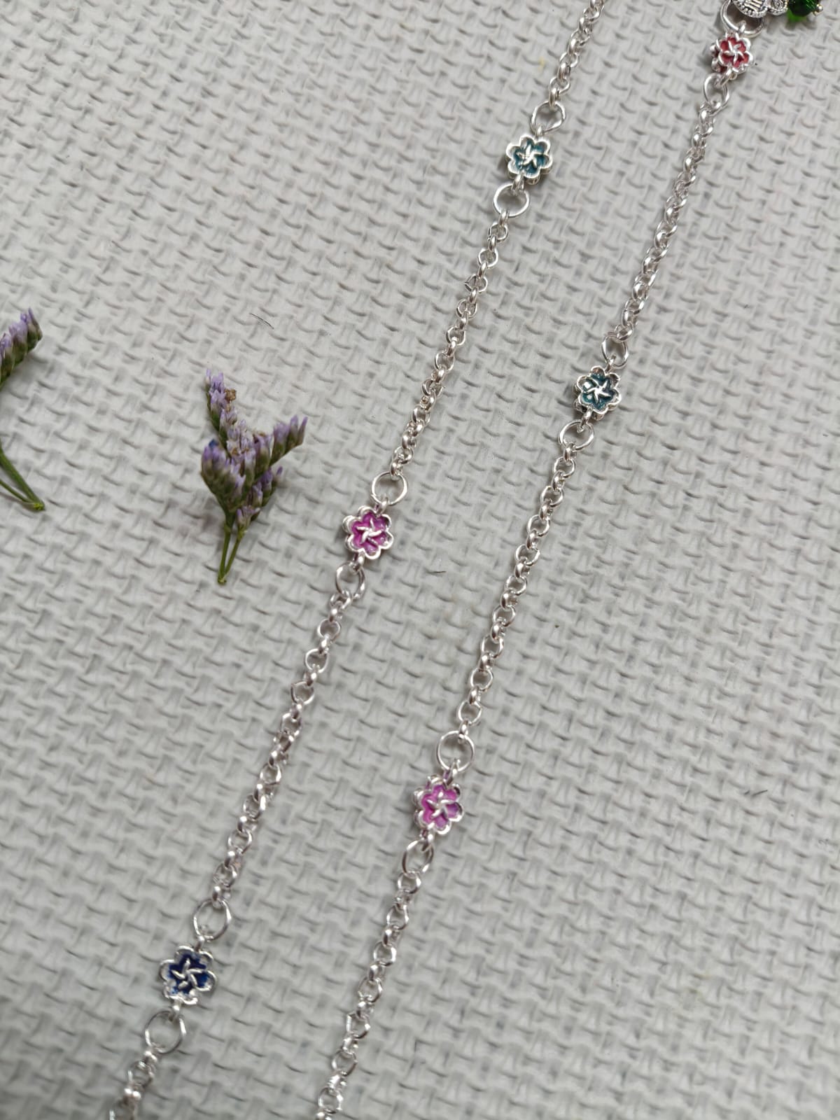 Vibrant Veils Floral Charm Anklet (Pair) - Image 2