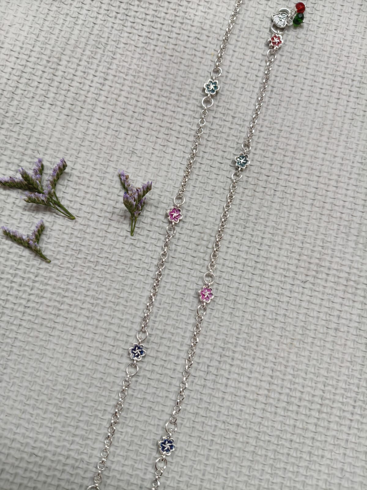 Vibrant Veils Floral Charm Anklet (Pair) - Image 3