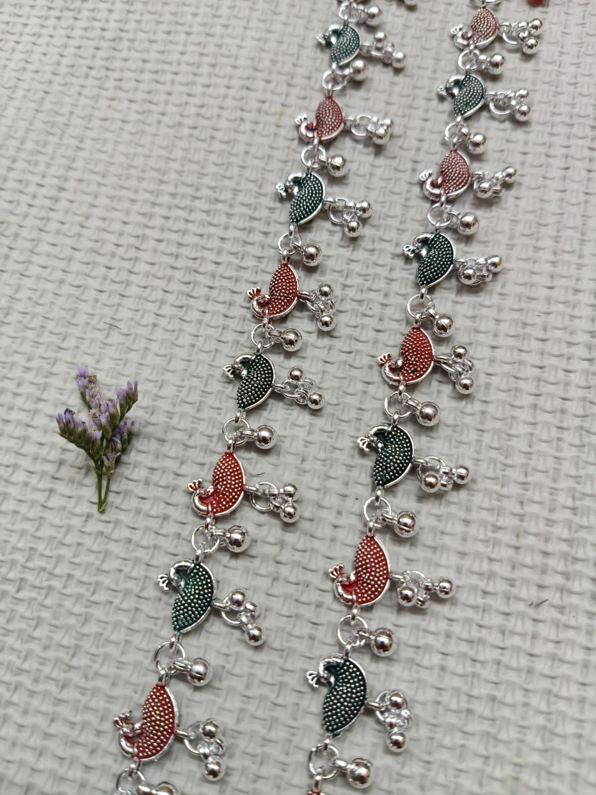 Vibrant Veils Nature's Muse Peacock Charm Anklet (Pair) - Image 7