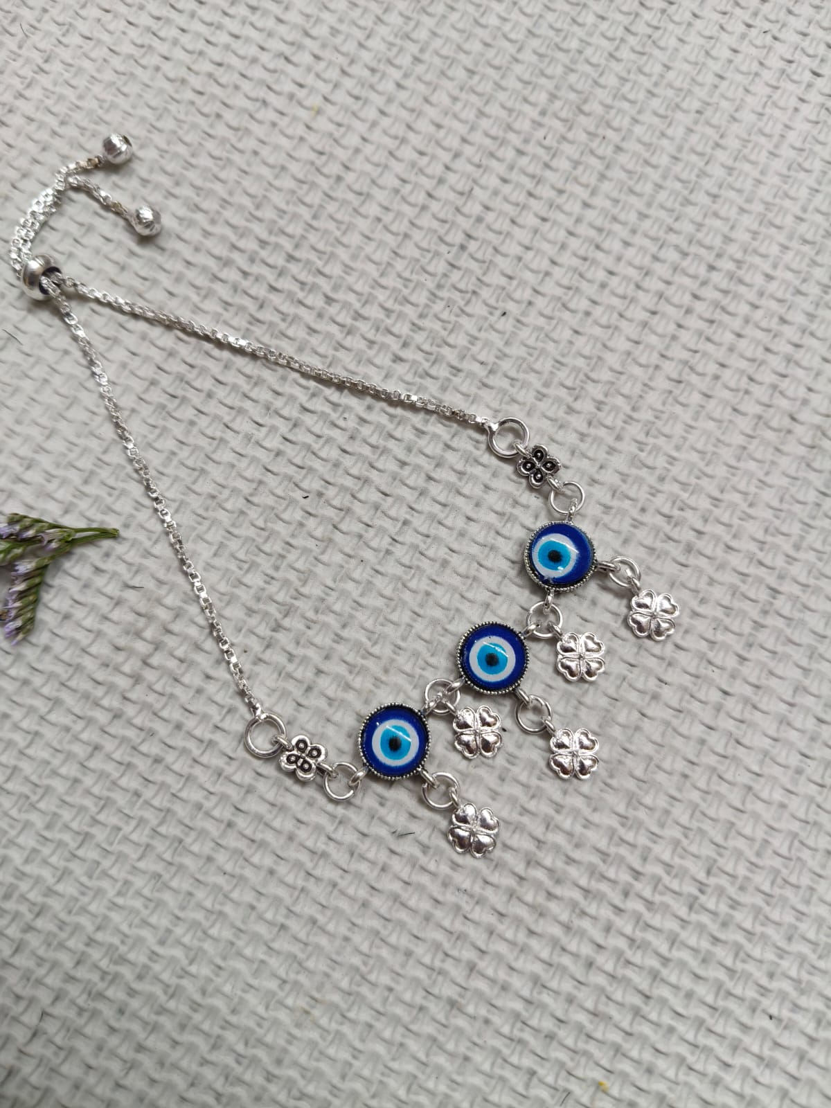 Vibrant Veils Blue Evil Eye Protection Anklet (Pair) - Image 4