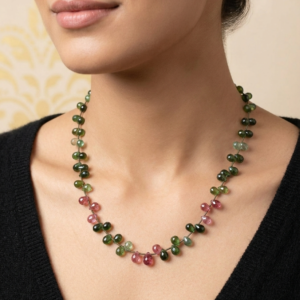 Hand-Strung Multi-Tonal Tourmaline Briolettes the Verdant Muse Necklace